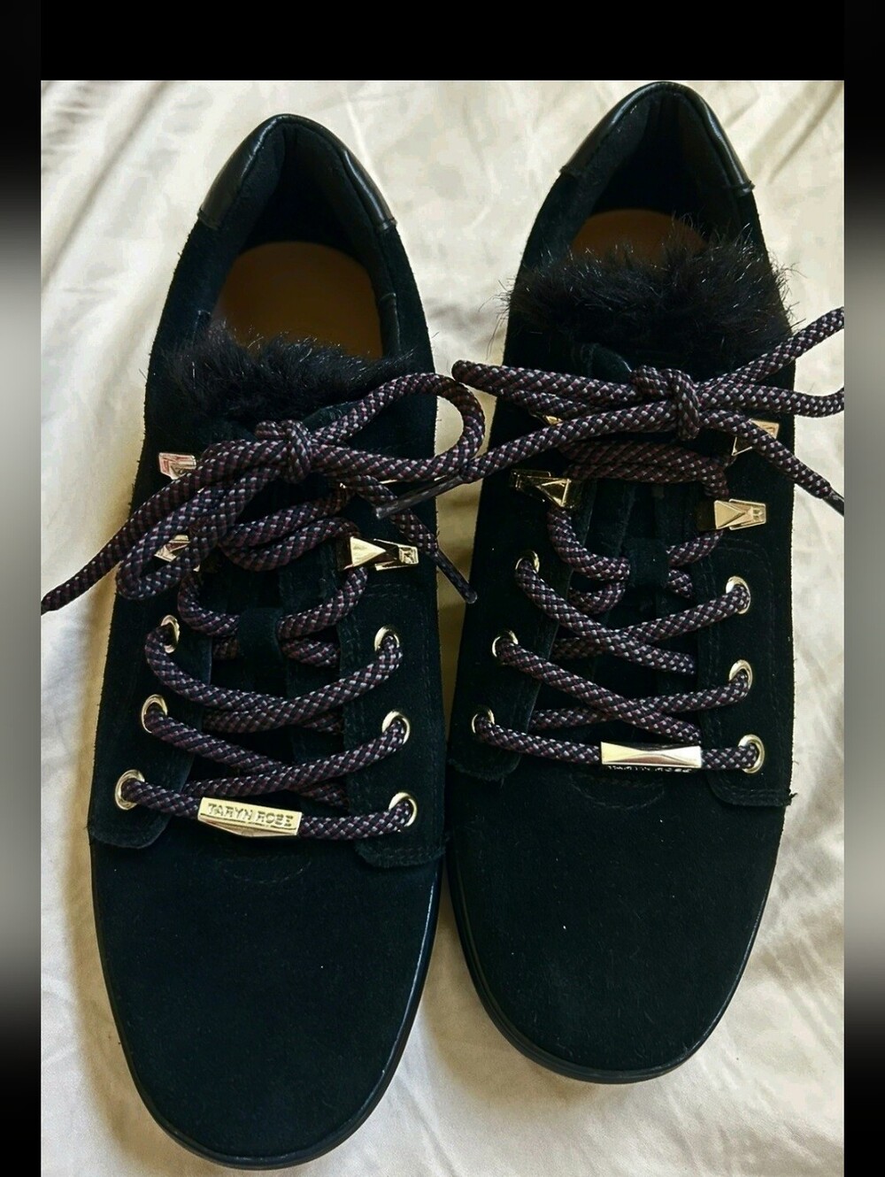 Taryn Rose Georgy Suede Low-Top Sneakers with Faux Fur